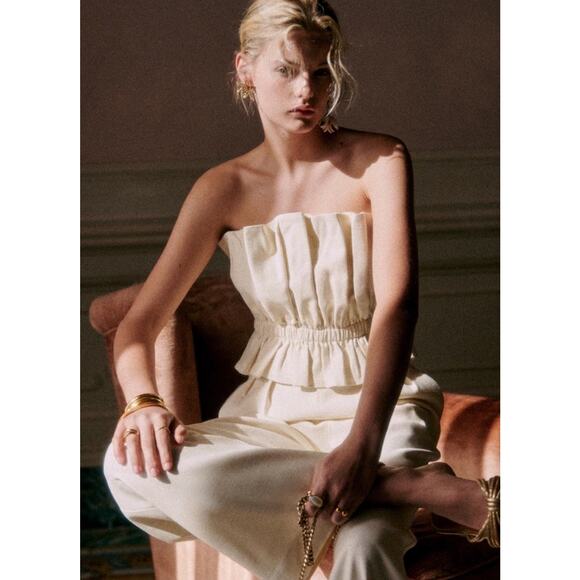 Sézane Editions Gioia Blouse Size 40 US Sz 8 Top Ecru White - Picture 2 of 13